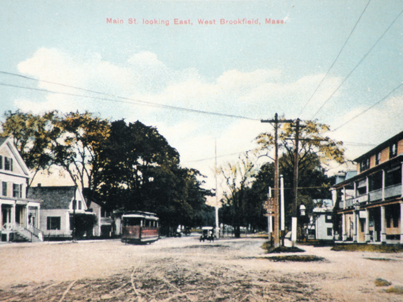 East Main Street with Trolly - Early 1900's